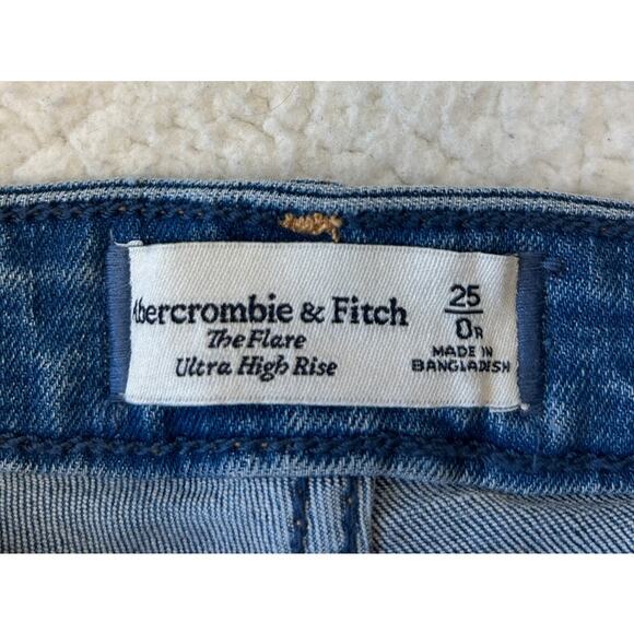 Abercrombie & Fitch Jeans Women's The Flare Ultra High Rise Denim Blue Sz. 0R/25 - Picture 9 of 9